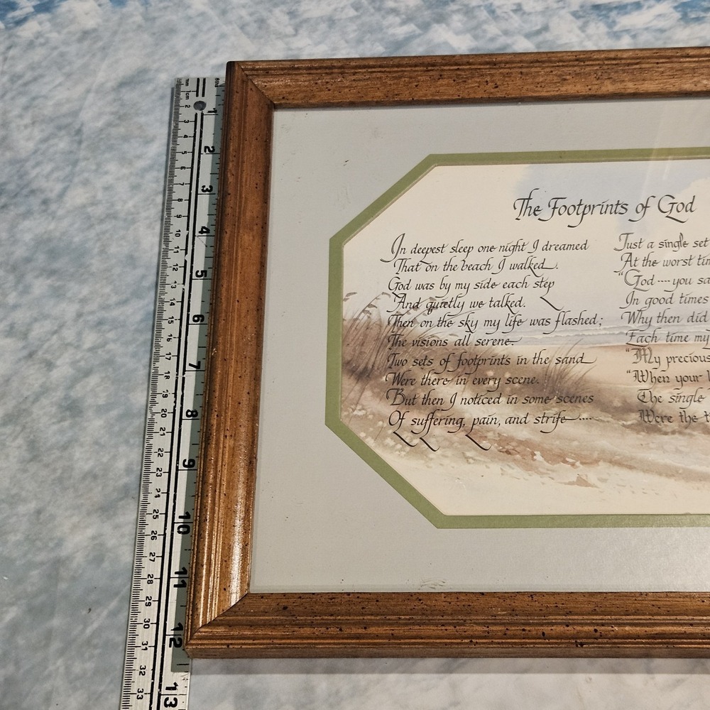 Footprints In The Sand Framed Print Gail Brown Christian Wall Decor - Picture 3 of 5